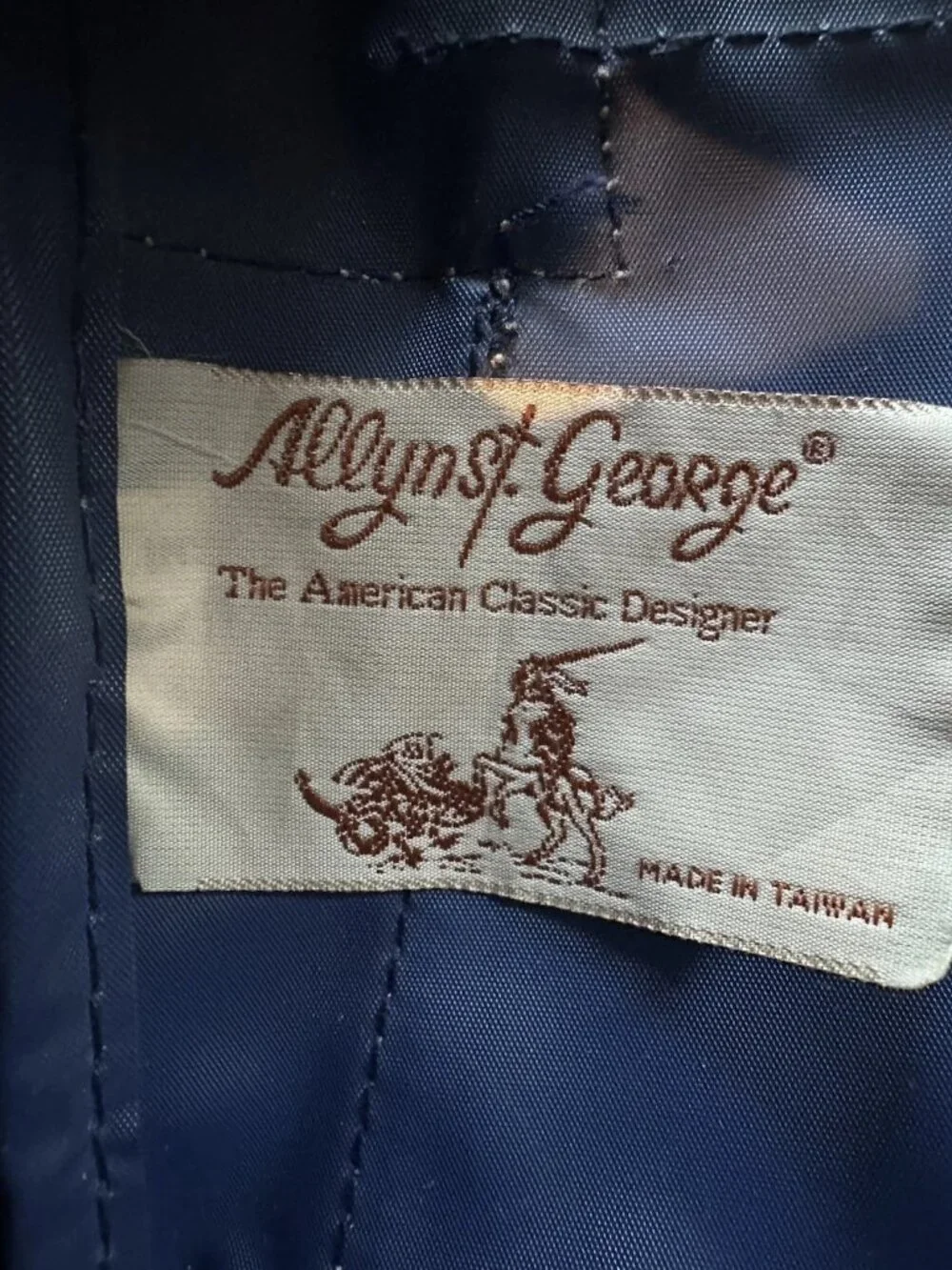 Vintage Allyn St George Navy & Brown Travel Tote Luggage Bag 1980's